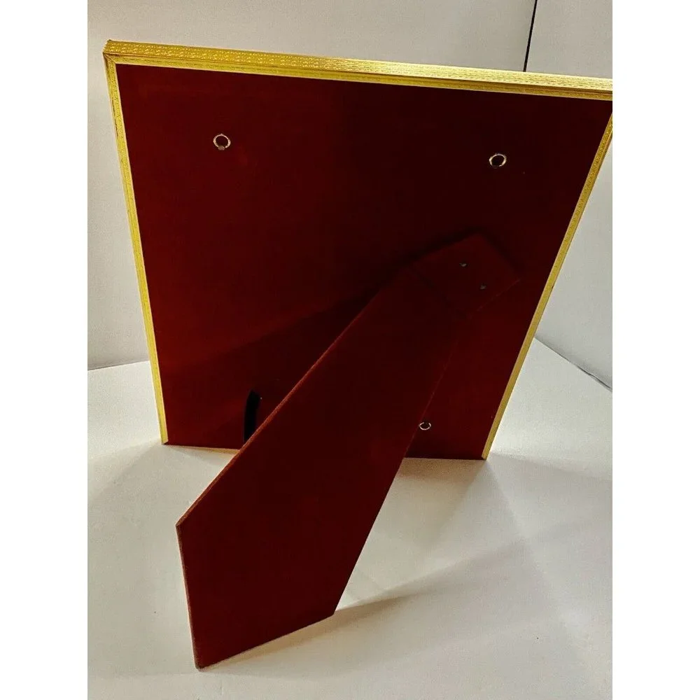 Intricate Brass Floral Gold Vertical Stand Up‎ Easel Back Frame Vintage